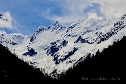 Clouds swirl over Mount Bonney and Bonney glacier.