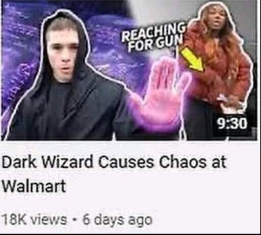 Youtube thumbnail: Dark Wizard Causes Chaos at Walmart